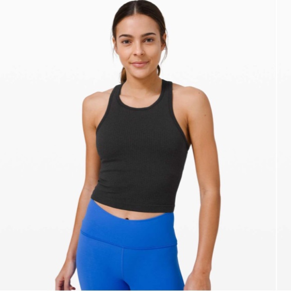 Lululemon Ebb to street cropped racerback tank. Black. Size 8
